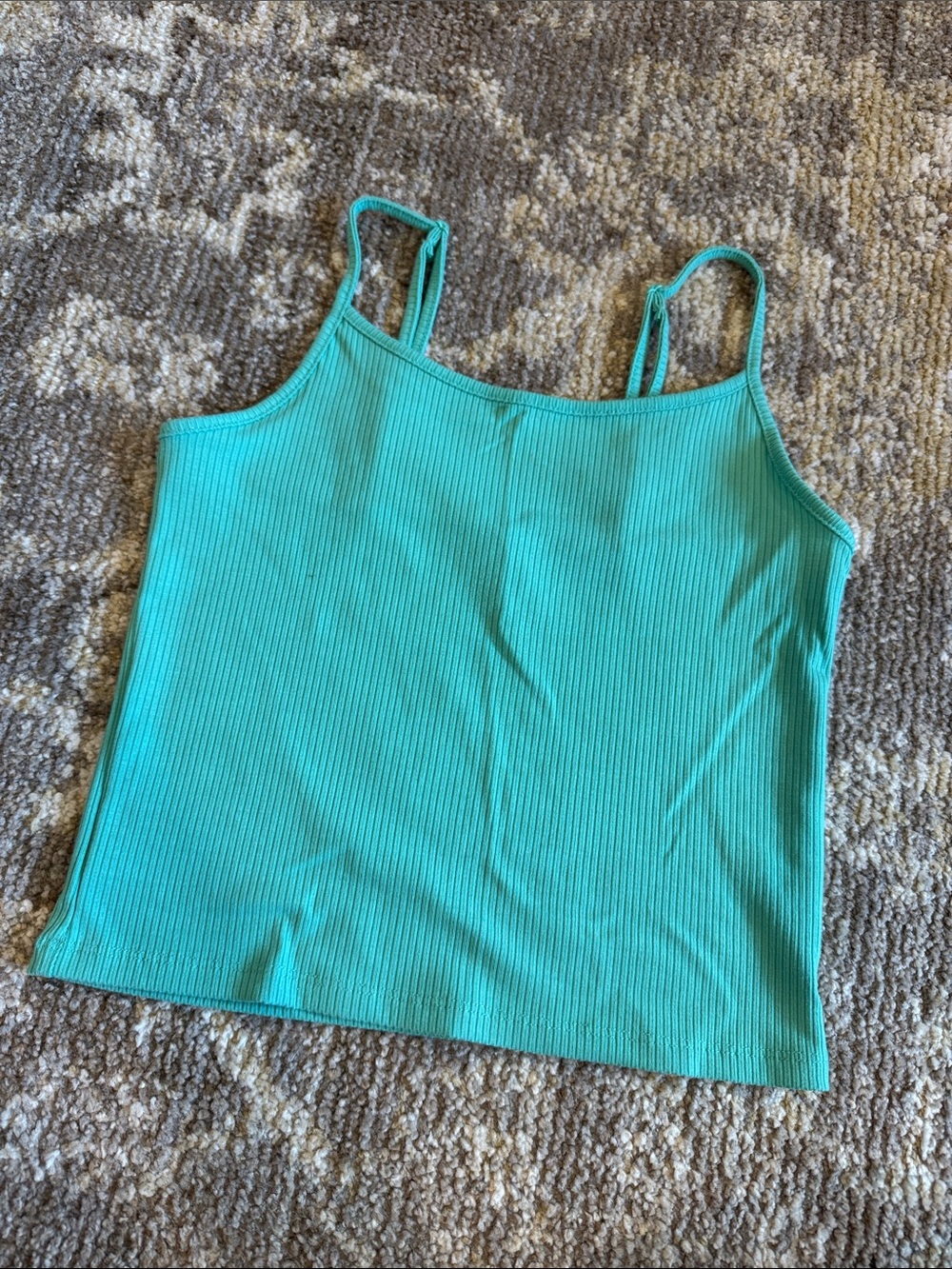 American Eagle Outfitters Teal Ribbed Spaghetti Strap Tank